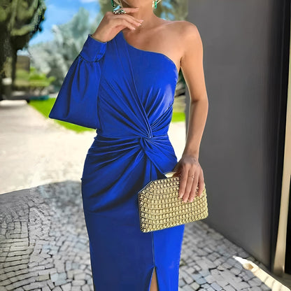 Pauline - Schickes Damenkleid mit einseitiger Drapierung