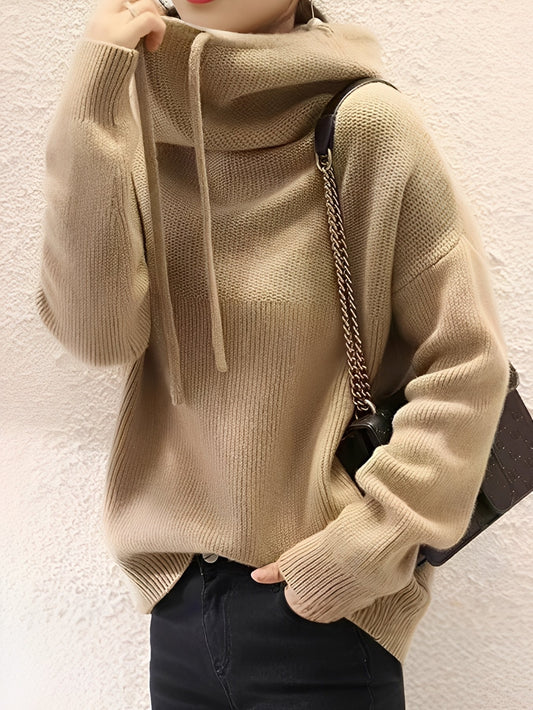 Roxane - Gemütlicher Damenpulli aus Wolle mit Kapuze