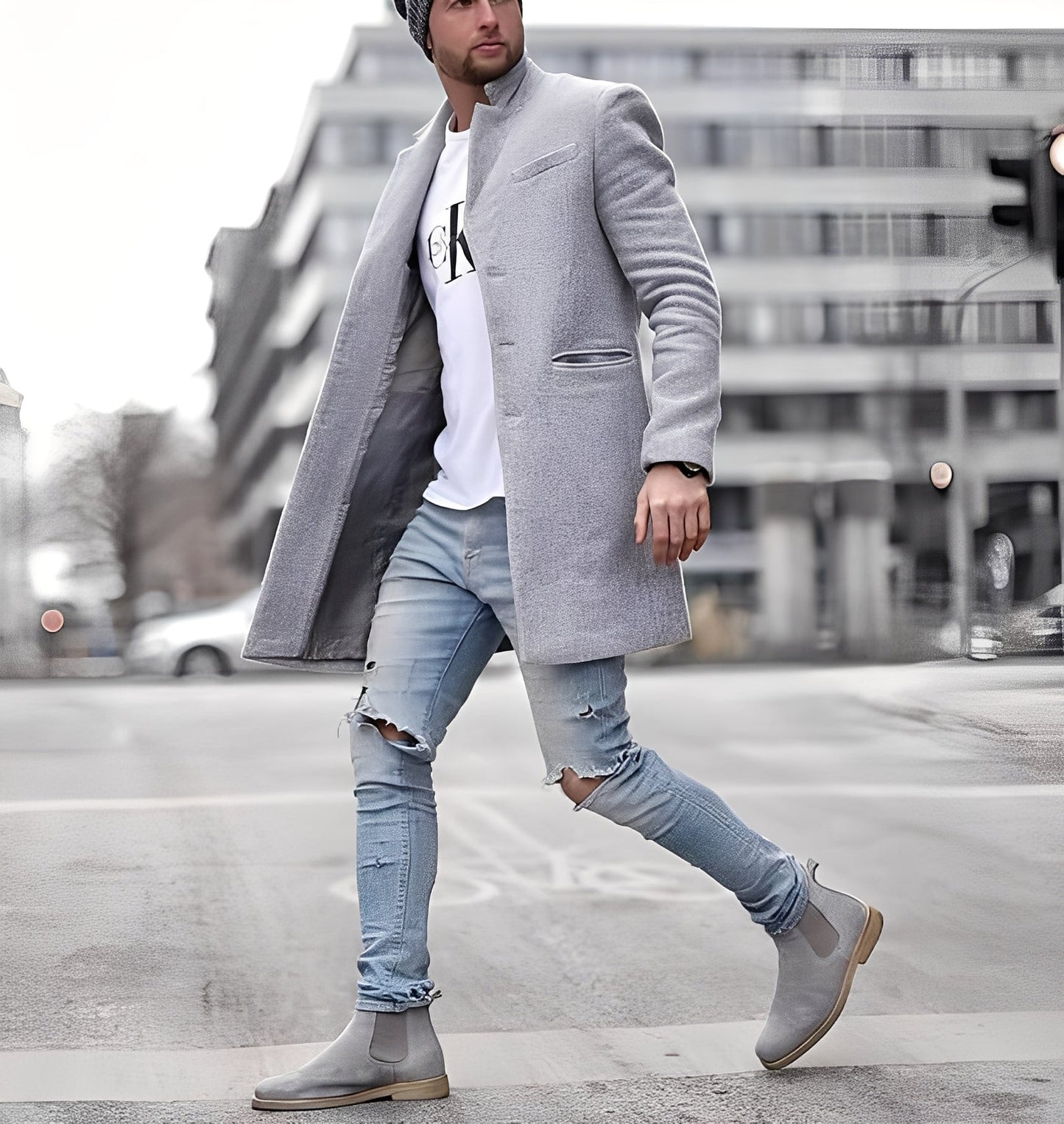 Cordell - Bequemer langer Herrenmantel aus Wolle