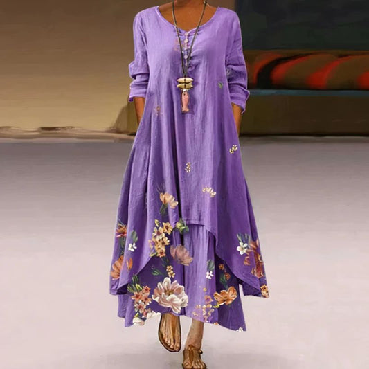 Elira – Zweilagiges Maxikleid mit Print