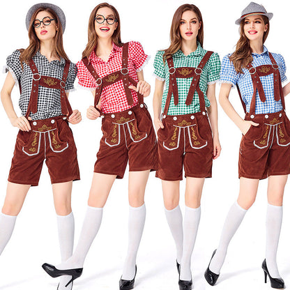 Dahlia - Oktoberfest-Outfit mit karierten Overalls für Frauen