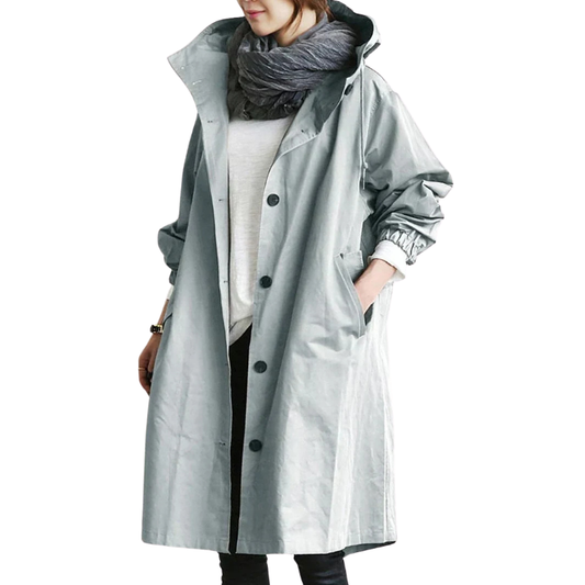 Mara – Wasserdichter Trenchcoat mit Kapuze für Regentage