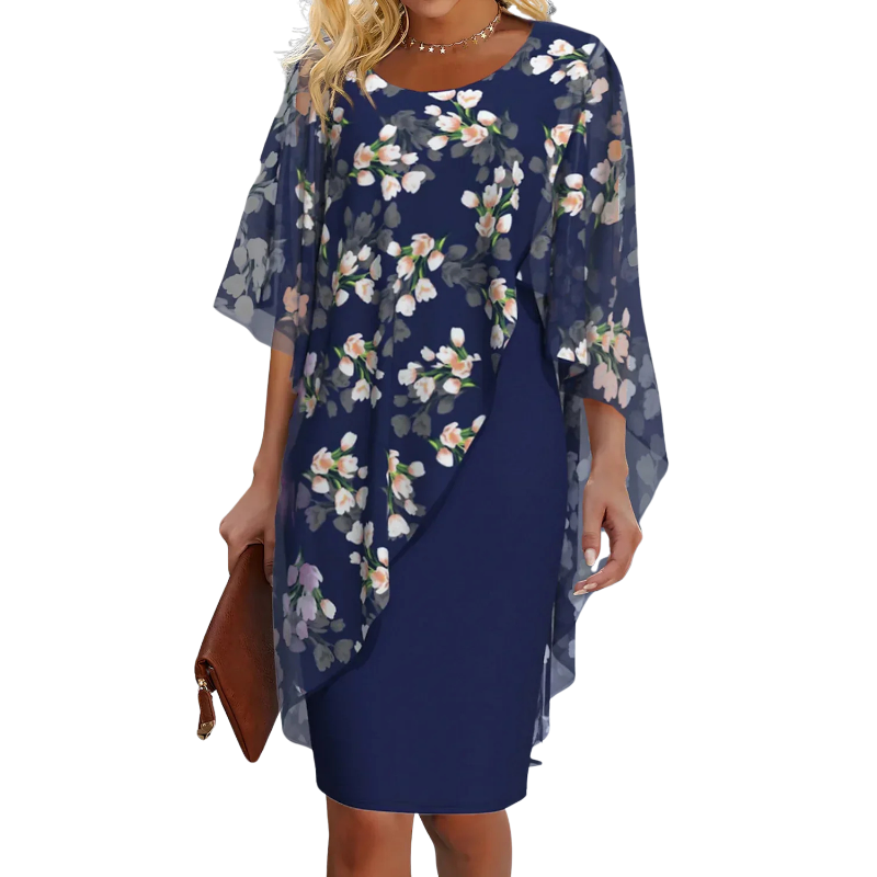 Sofia – Kleid mit Rundhalsausschnitt und Blumendruck