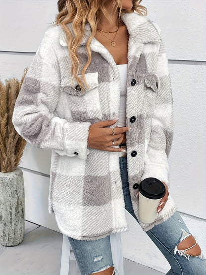 Julie - Warme Fleecejacke für Damen mit Karomuster
