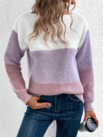 Muriel - Stilvoller Damenpullover mit dreifarbigen Streifen