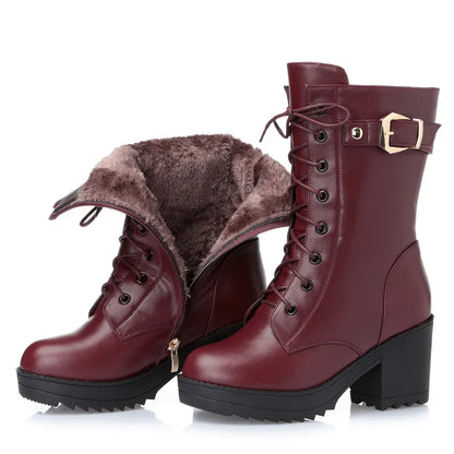 Claudia - Klassische schwarze Winterstiefel aus Leder