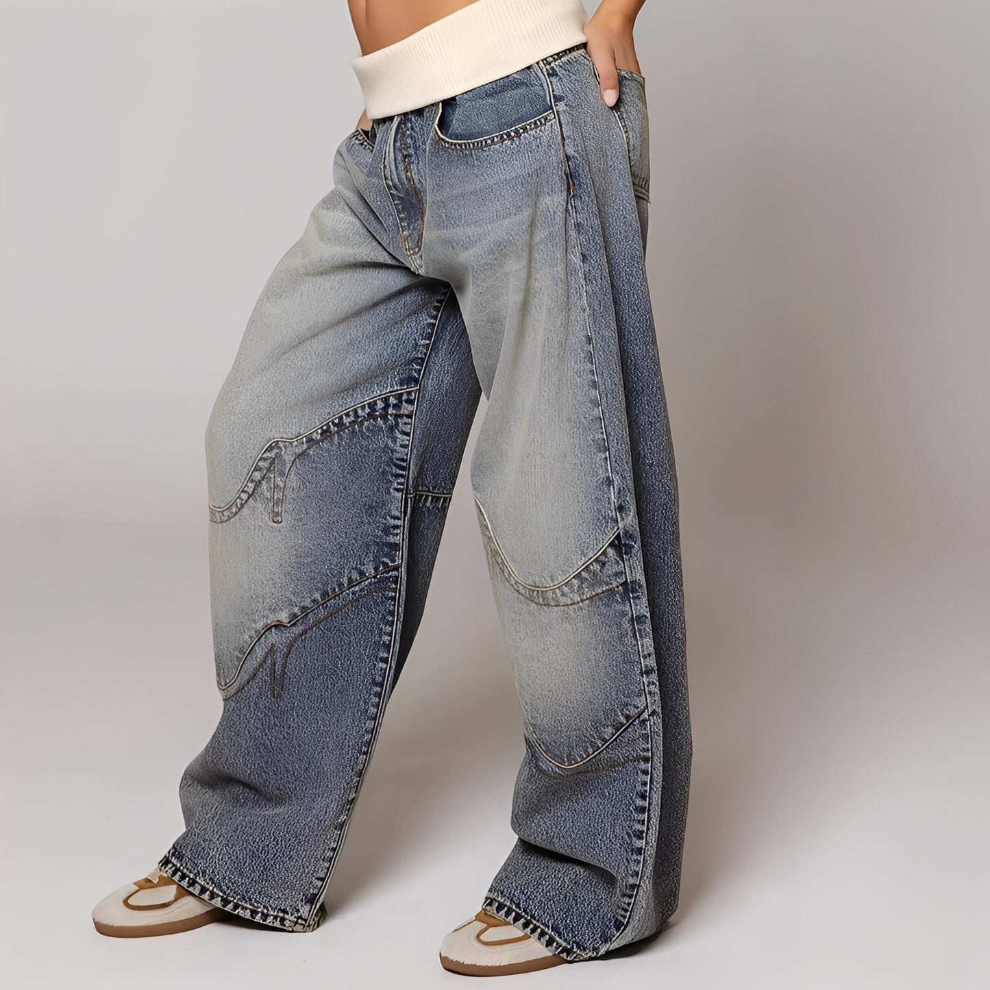 Vanessa - Bequeme gewaschene Baggy-Jeans für Damen