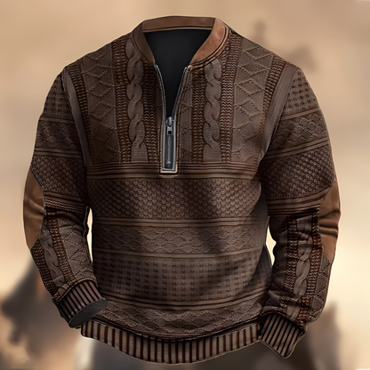 Edmund - Bequemer Herrenpullover mit Motiv und Reißverschluss