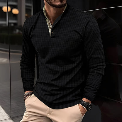 Crofton - Schickes Poloshirt für Herren mit langen Ärmeln und Musterdetail