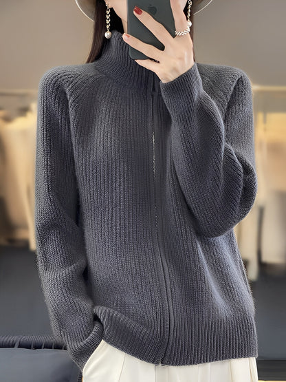 Brylee - Moderne Wollstrickjacke für Damen mit Reißverschluss