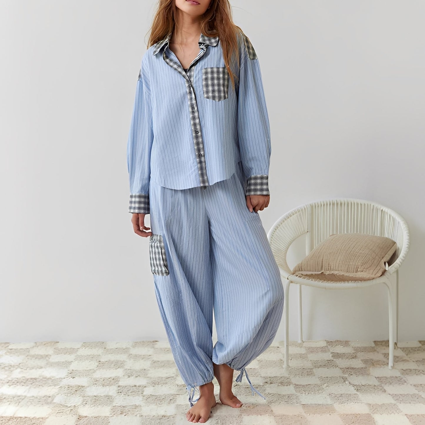Elenora - Bequemes, lockeres Damen-Pyjama-Set, zweiteilig
