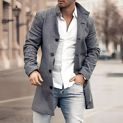 Luke - Eleganter langer Tweedmantel für Herren