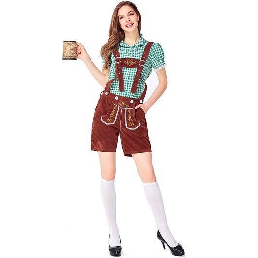 Dahlia - Oktoberfest-Outfit mit karierten Overalls für Frauen
