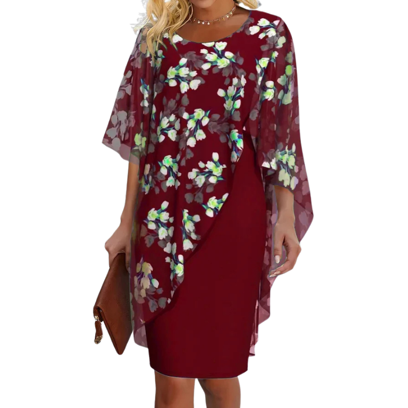 Sofia – Kleid mit Rundhalsausschnitt und Blumendruck