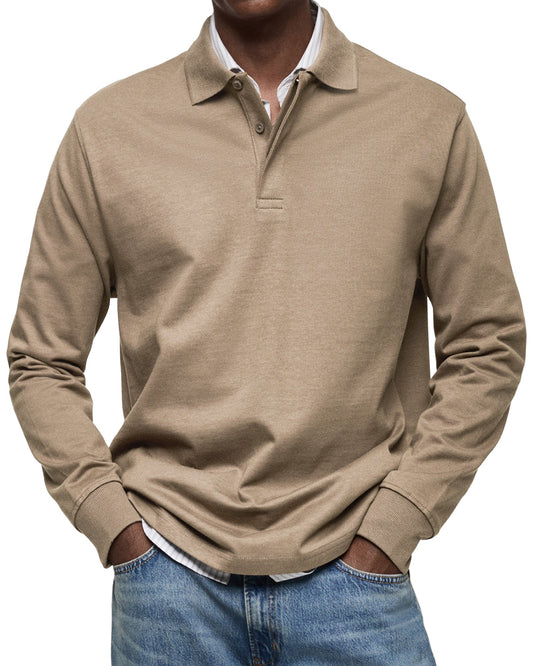 Dewey - Einfaches Langarm-Poloshirt für Herren