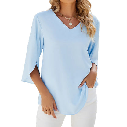 Teresa - Elegante Bluse Tunika aus Chiffon mit V-Ausschnitt