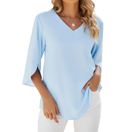Teresa - Elegante Bluse Tunika aus Chiffon mit V-Ausschnitt