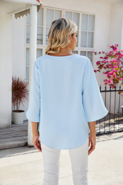 Teresa - Elegante Bluse Tunika aus Chiffon mit V-Ausschnitt