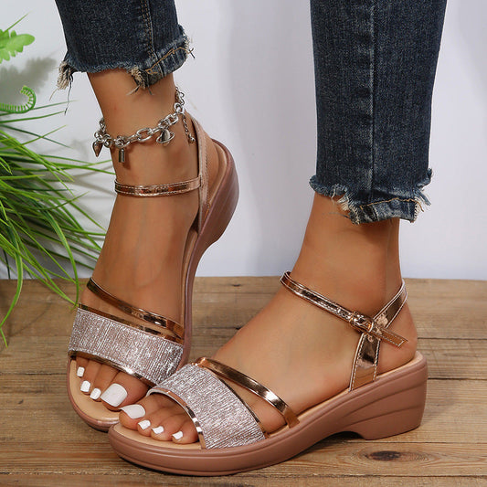 Xanthia - Komfortable Damen-Sandalen mit Keilabsatz und offener Spitze