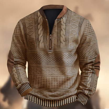 Edmund - Bequemer Herrenpullover mit Motiv und Reißverschluss