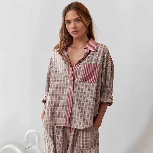 Elenora - Bequemes, lockeres Damen-Pyjama-Set, zweiteilig
