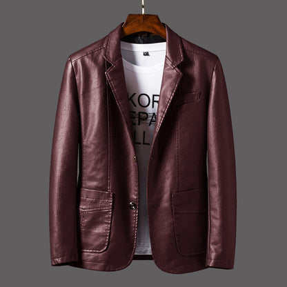 Duncan - Herrenlederjacke mit modernem Knopfdesign