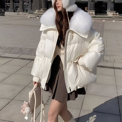 Victoria - schicke Windjacke mit Daunen und Fellkragen für Frauen
