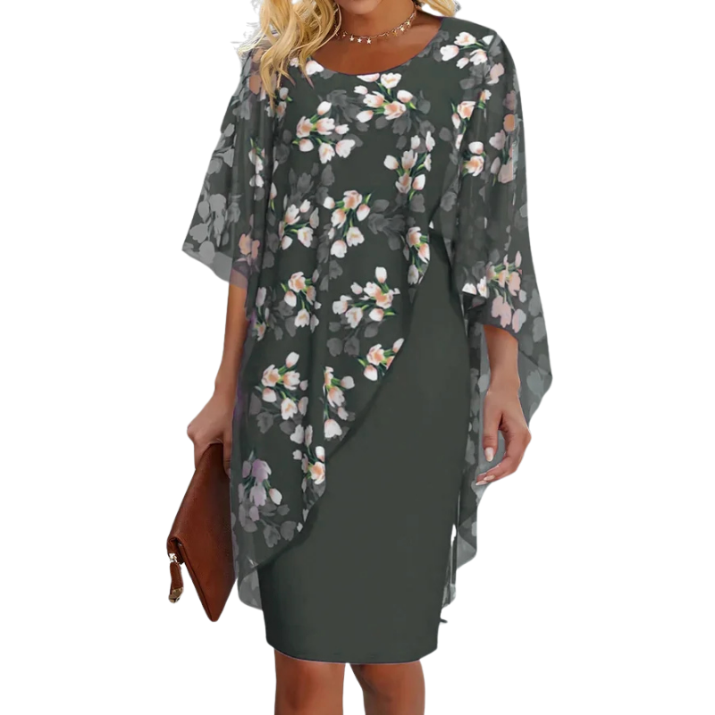 Sofia – Kleid mit Rundhalsausschnitt und Blumendruck
