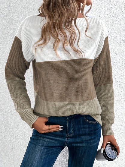 Margaret - Gestreifter Pullover mit Patchwork für Damen