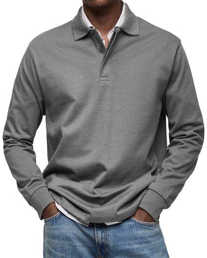 Dewey - Einfaches Langarm-Poloshirt für Herren