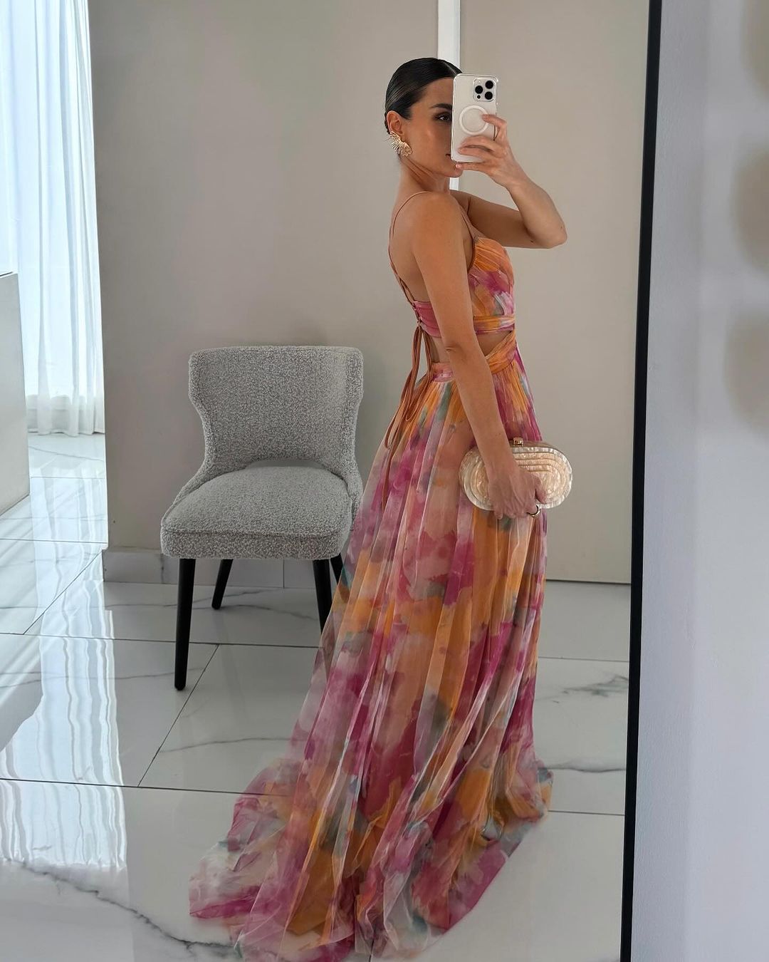 Alina – Langes Kleid mit V-Ausschnitt für Hochzeitsgäste