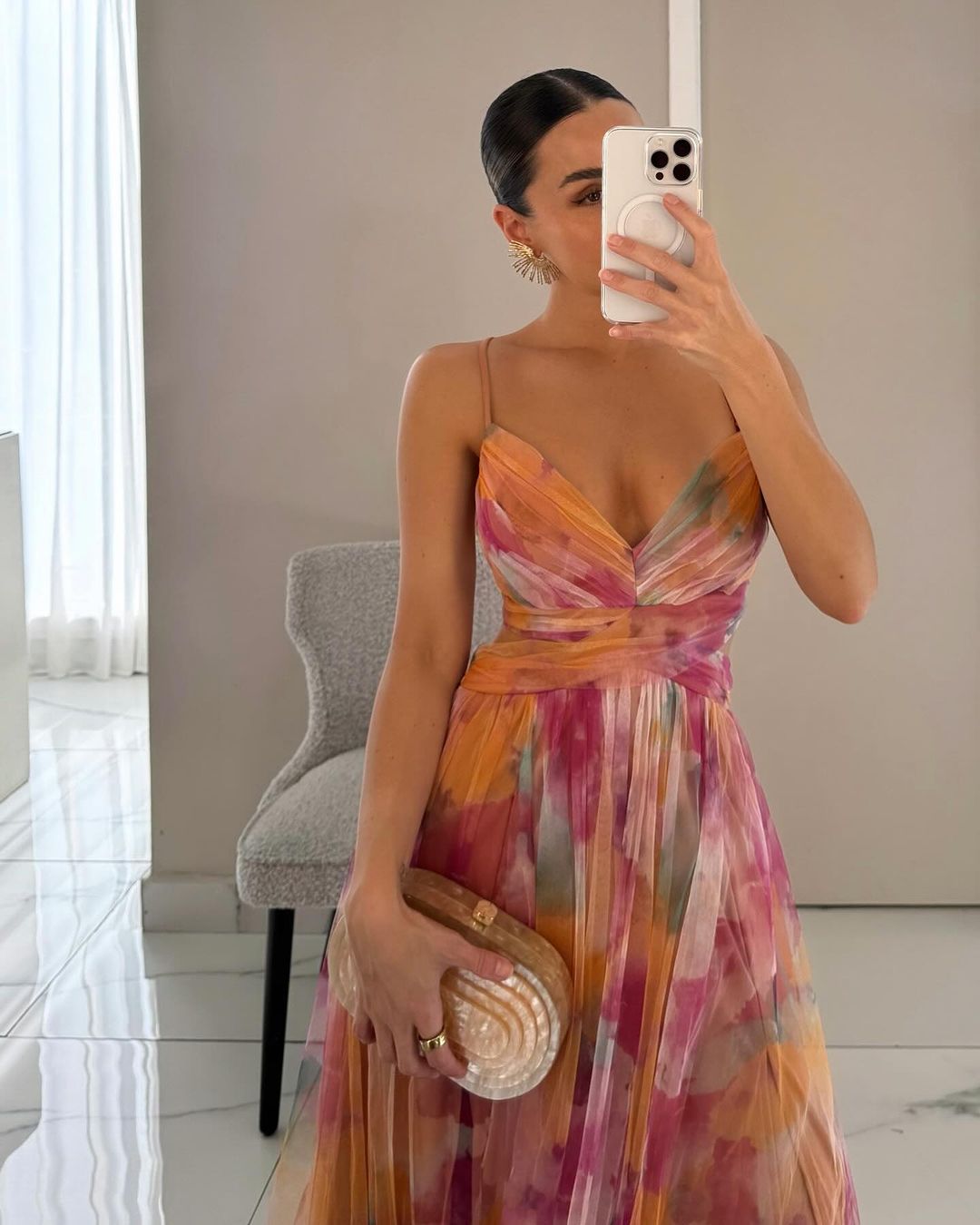 Alina – Langes Kleid mit V-Ausschnitt für Hochzeitsgäste
