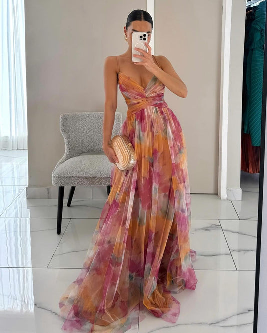 Alina – Langes Kleid mit V-Ausschnitt für Hochzeitsgäste