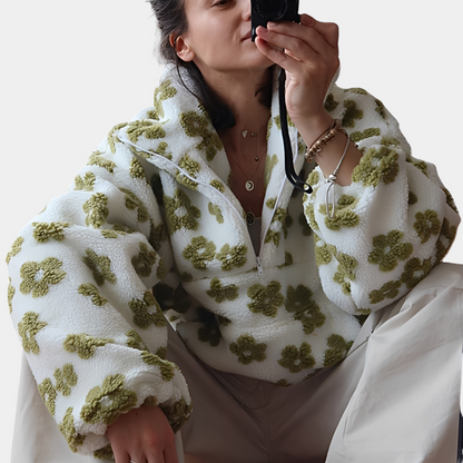 Elizabeth - Damen-Sherpa-Pullover mit elegantem Blumenprint
