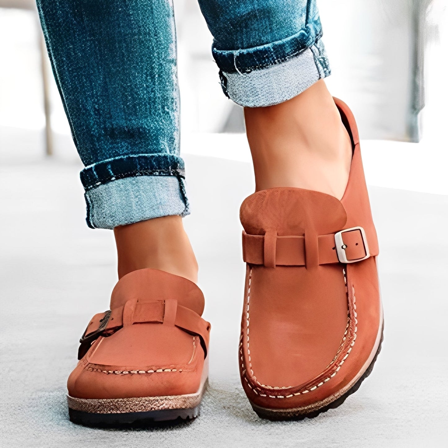 Briana - Damen Slip-On-Sandalen mit Riemen und Komfort