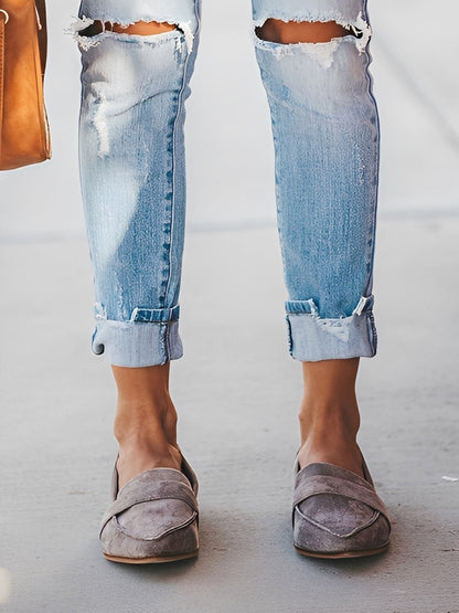 Christal - Elegante spitze Wildleder-Loafer für Damen