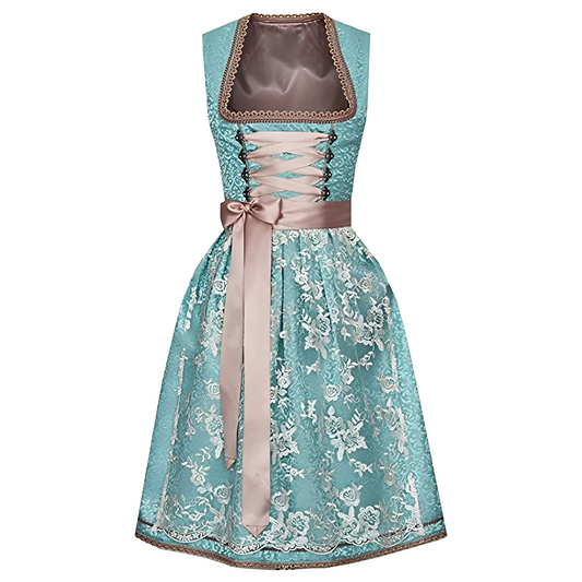 Zella - Damen Oktoberfest-Kleid mit Schnürung und Muster