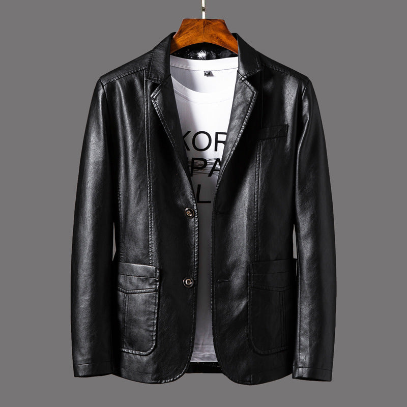 Duncan - Herrenlederjacke mit modernem Knopfdesign