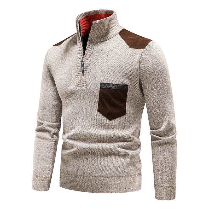 Rayne - Eleganter Herrenpullover mit Zipper und Tasche