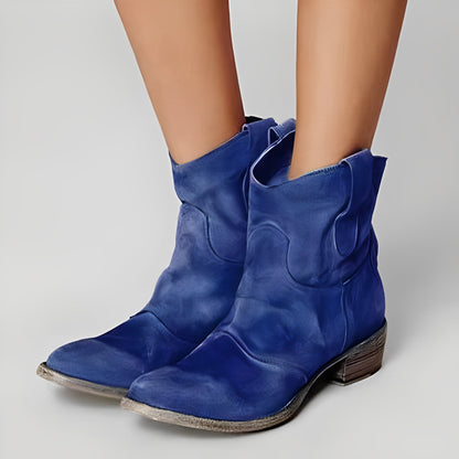Adaline - Damen-Retro-Cowboy-Stiefel mit niedrigem Absatz