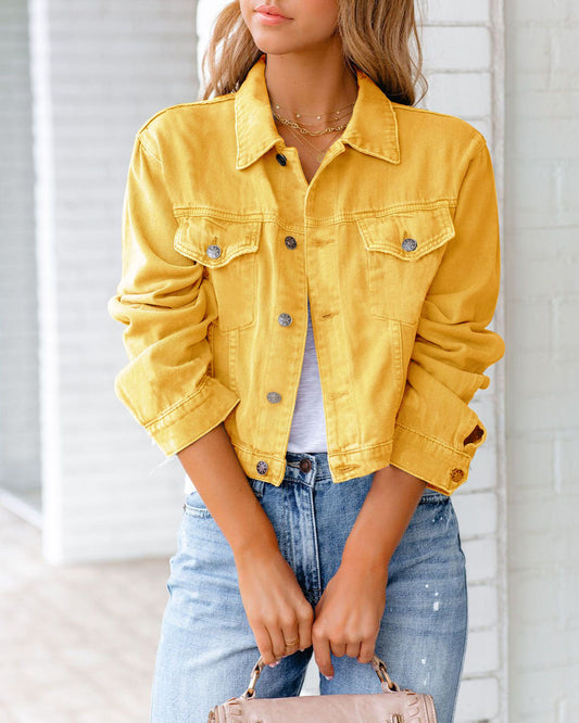 Paulene - Stylische Jeansjacke mit Knöpfen und Taschen