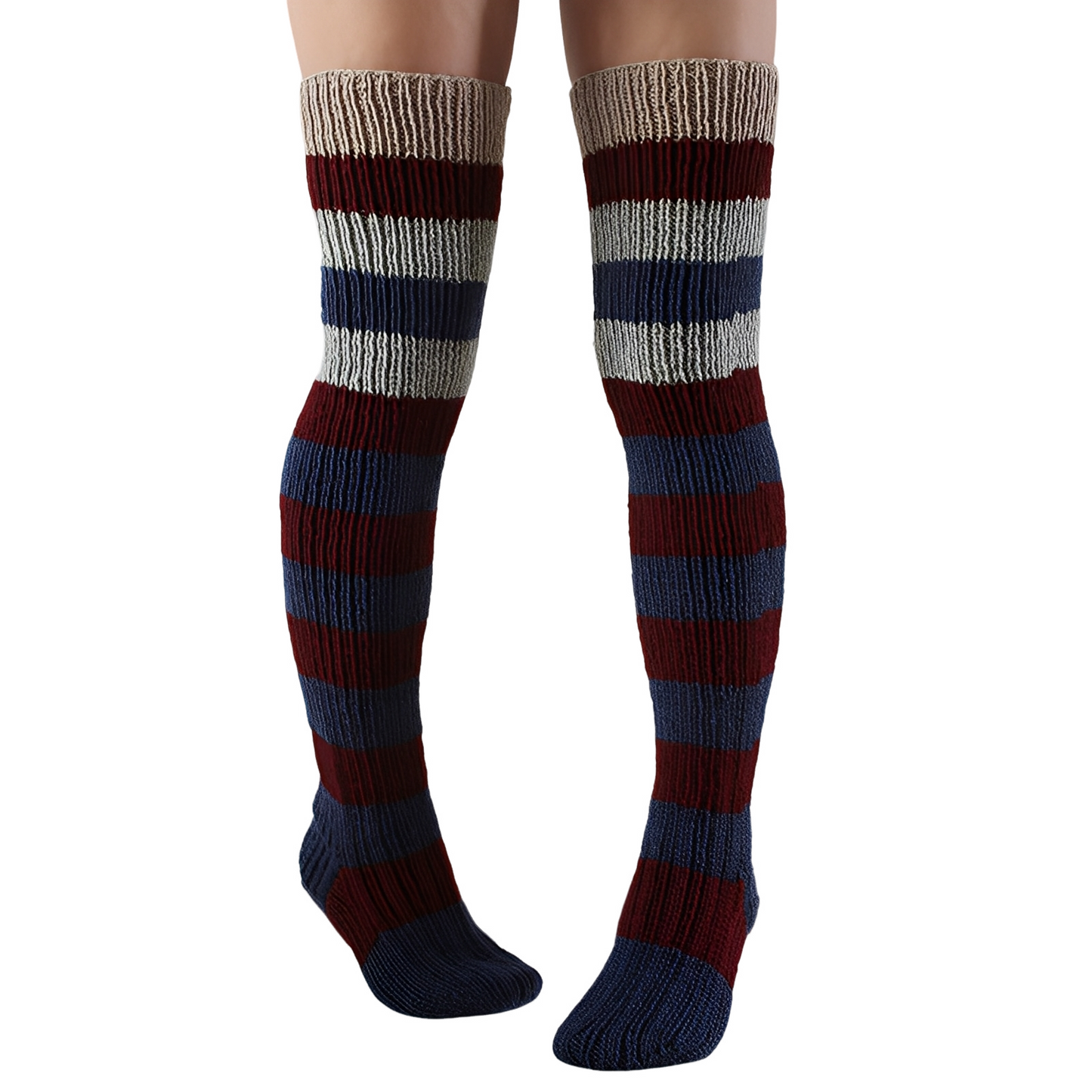 Rhianna - Stilvolle lange gestreifte Damensocken