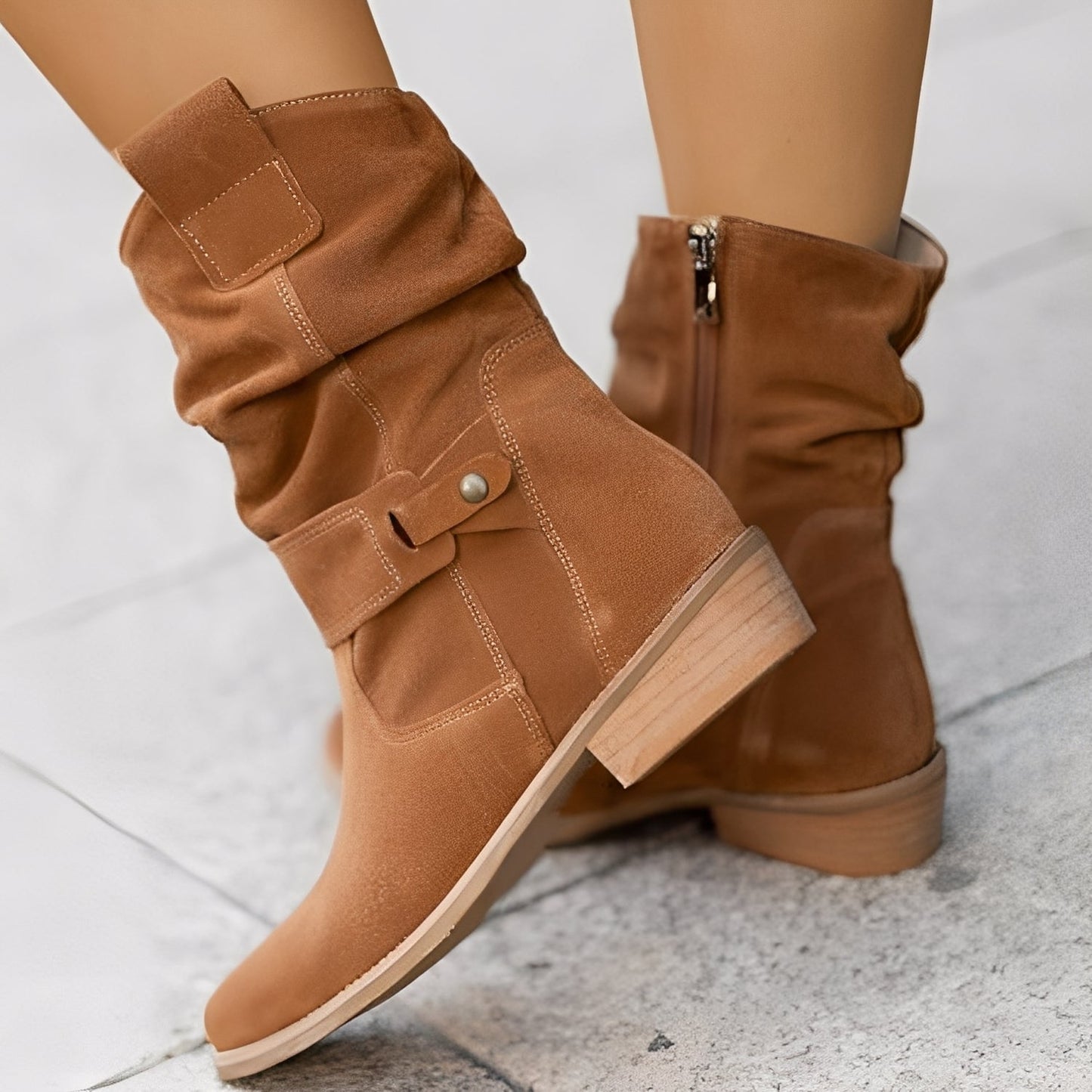 Celestine - Modische kurze Damenstiefel mit runder Kappe