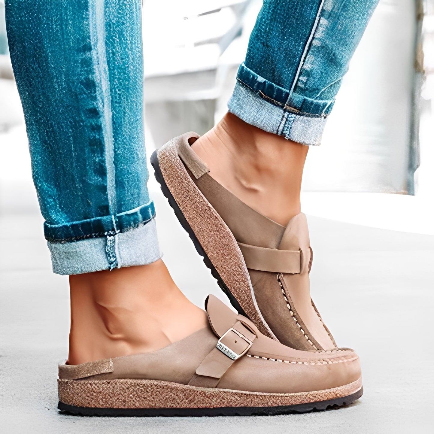 Briana - Damen Slip-On-Sandalen mit Riemen und Komfort
