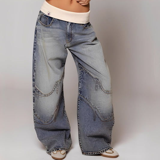 Vanessa - Bequeme gewaschene Baggy-Jeans für Damen