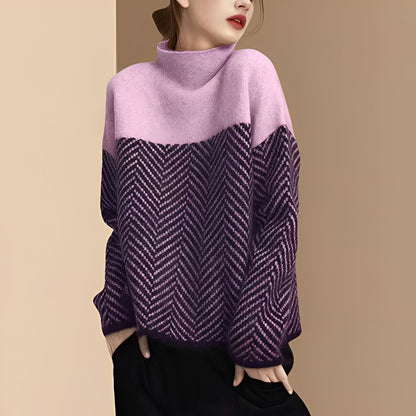 Antonia - Eleganter Patchwork-Strickpullover für Frauen