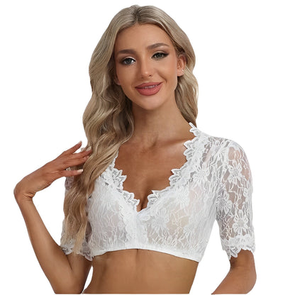 Bonnie - Modische Oktoberfest-Dirndlbluse aus Netzgewebe für Damen