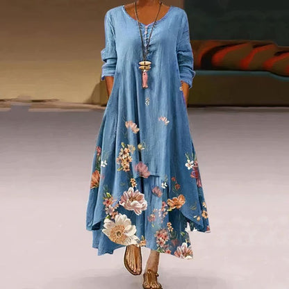 Elira – Zweilagiges Maxikleid mit Print