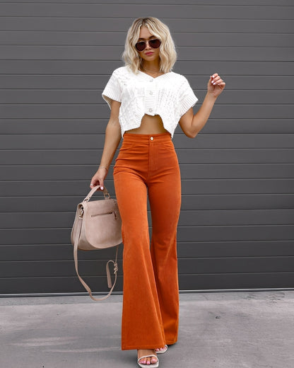 Deziree - Bequeme Hose mit weitem Bein und hohem Bund für Damen