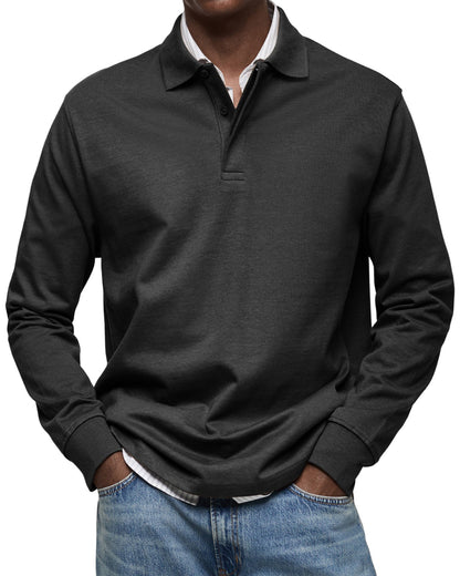 Dewey - Einfaches Langarm-Poloshirt für Herren